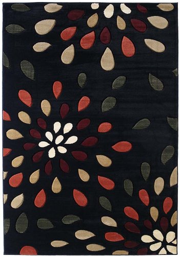 United Weavers of America Contours Collection Dazzle Heavyweight Heatset Olefin Rug, 2-Feet 7-Inch by 7-Feet 4-Inch, Onyx