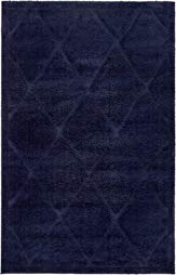 A2Z Rug Solid Trellis Shag Carved Plush Colletion Navy Blue 5' x 8'-Feet Contemporary Area Rugs - Living & Bedroom Carpet