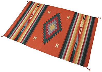 Splendid Exchange Hand Woven Acrylic Southwest Area Rug, 4 Feet by 6 Feet, Large Diamond Rust Red