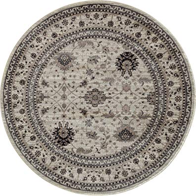 Art Carpet Dexter Collection Judith Woven Round Area Rug, 5', Grey/Mushroom Brown