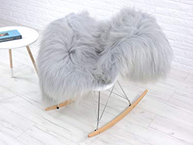 Genuine Icelandic single sheepskin rug dyed silver grey 550