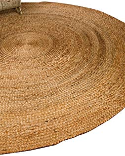 NaturalAreaRugs Elsinore Jute Round Rug, 100% Natural Jute, Hand Braided by Artisan Rug Maker, 7' Round