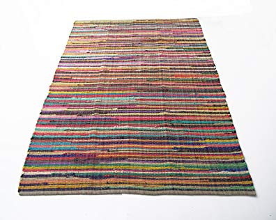 Chardin home Eco friendly 100% recycled cotton colorful chindi area rug - 8'X10'