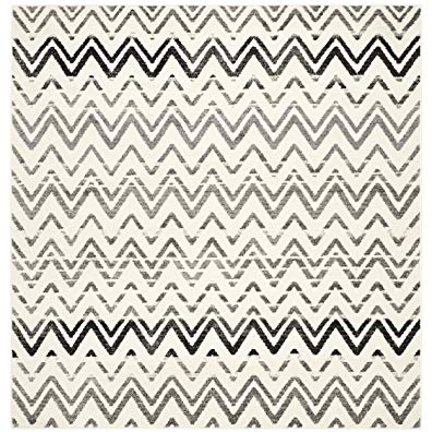 Safavieh Evoke Collection EVK498C Vintage Chevron Cream and Dark Grey Square Area Rug (6' Square)