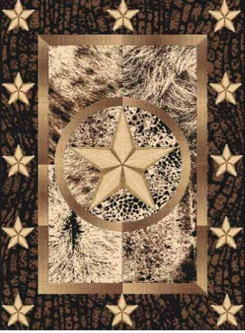 Texas Star Area Rug Lone Star Black & Brown Design TX16 (5 Feet 3 Inch X 7 Feet 2 Inch)