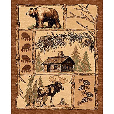 DonnieAnn Lodge Design 362 Cabin 5 by 7 Area Rug, Brown