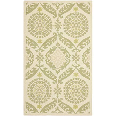 Safavieh Chelsea Collection HK356C Hand-Hooked Beige and Green Premium Wool Area Rug (3'9