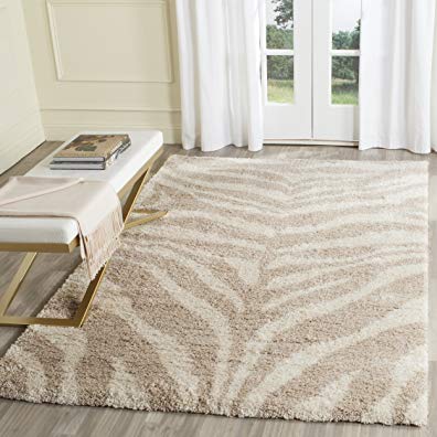 Safavieh Portofino Shag Collection PTS215B Ivory and Beige Area Rug (5'1 x 7'6)