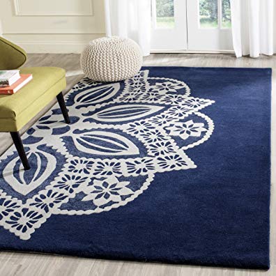 Safavieh Allure Collection ALR122A Handmade Navy and Ivory Premium Wool Area Rug (4' x 6')