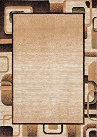 Well Woven Salotto Beige Geometric Border Hand Carved Modern Area Rug 5 x 7 (5'3