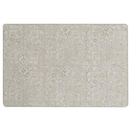 Vinyl Floor Mat, Durable, Soft and Easy to Clean, Ideal for Kitchen Floor, Mudroom or Pet Food Mat. Freestyle, Nickel Filigree Pattern (2 ft x 3 ft)