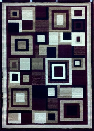 Modern Area Rug Burgundy Design #125 (5 Ft. 2 In. X 7 Ft. 3 In.)