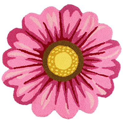 KEPSWET Sunflower Round Area Rug Home Floral Decoration Rug for Living Room Bedroom Anti-slip Mat Acrylic Pink(4ft Diameter)