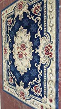 emirates Classic Aubusson Traditional Area Rug Dark Blue Design 507 (5 Feet 3 Inch X 7 Feet 2 Inch)