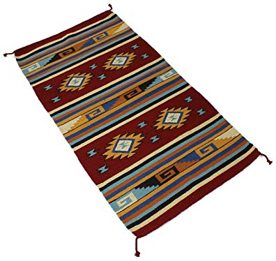 Splendid Exchange Hand Woven Wool Southwest Area Rug, 2.7 by 5.3 foot, Four Diamonds Red and Yellow