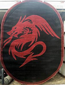 Dragon Oval Area Rug Black & Red Design 133 (5 feet 2 inch X 7 Feet 3 Inch Oval)