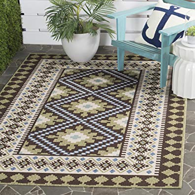 Safavieh Veranda Collection VER099-0624 Indoor/Outdoor Chocolate and Green Southwestern Area Rug (5'3