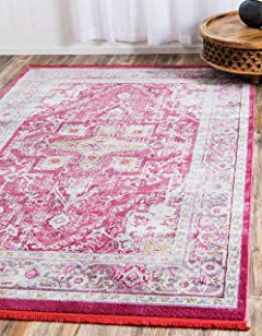 Unique Loom Baracoa Collection Bright Tones Vintage Traditional Pink Area Rug (5' x 8')