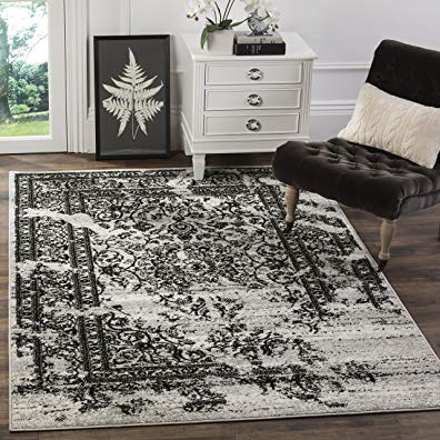 Safavieh Adirondack Collection ADR101A Silver Black Oriental Vintage Distressed Area Rug (6' x 9')