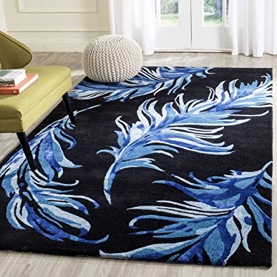 Safavieh Allure Collection ALR121B Handmade Black and Blue Premium Wool Area Rug (4' x 6')