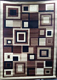 Americana Modern Area Rug Geometric Brown Design#125 (5fT2inX7ft3in.)