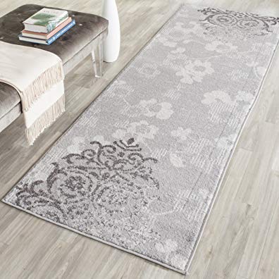 Safavieh Adirondack Collection ADR114B Silver and Ivory Contemporary Chic Damask Runner (2'6