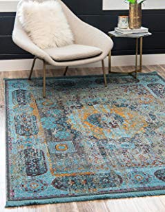 Unique Loom Baracoa Collection Bright Tones Vintage Traditional Blue Area Rug (5' x 8')