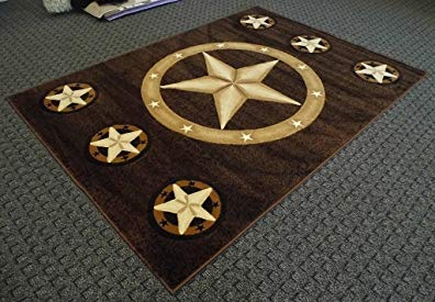 Champion Rugs Texas Star Western Chocolate Brown Area Rug #CR85 (5 Feet X 7 Feet)