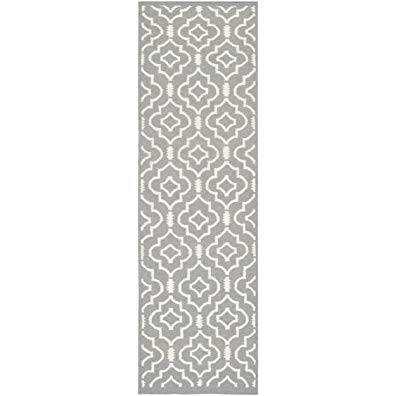 Safavieh Dhurries Collection DHU637B Hand Woven Grey and Ivory Premium Wool Runner (2'6