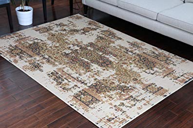 RUSTIC Collection Antique Style Wool Exposed Cotton and Jute Oriental Carpet Area Rug Rugs Charcol Rust Beige 7005 8x11 8x10 7'10x10'2