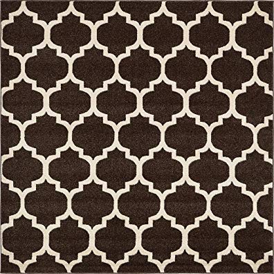 A2Z Rug Trellis Design Collection - 6' x 6'-Feet-Square Area Rugs, Brown