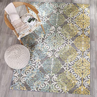 Safavieh Evoke Collection EVK230D Vintage Medallion Damask Grey and Ivory Area Rug (5'1