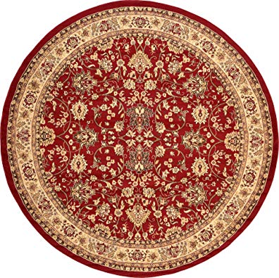 A2Z Rug 8-Feet-Round Covent Garden Persian Traditional Design Rug, Red and Cream