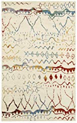 LR Resources MATRI81153CRU7995 Matrix Area Rug LR81153-CRU7995 Cream/ Blue Rectangle 7 9 in x 9 Ft 5 in Indoor, 7'9