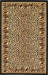 Unique Loom Wildlife Collection Tiger Leopard Border Animal Light Brown Area Rug (5' x 8')