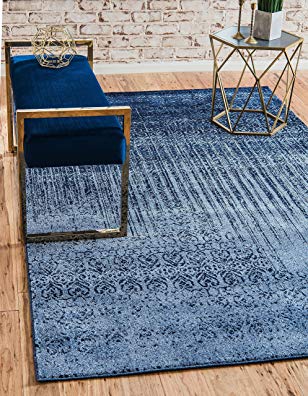 Unique Loom Del Mar Collection Contemporary Transitional Blue Area Rug (5' x 8')