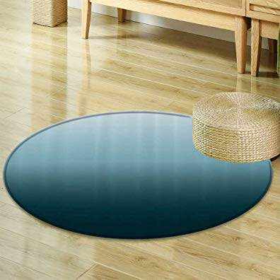 Ombre Circle carpet Art Room Decor by Nalahomeqq Home Decorations Polyester Fabric Circle carpet non-slip Ombre Colorful Design White Teal-Diameter 180cm(71