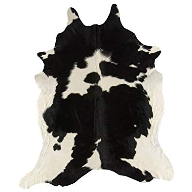 Cow Hide Rug Black and White Cloudy Holstein