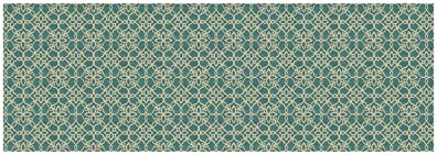 Ruggable 2 pc Runner Set- Floral Tiles- Aqua Blue/White