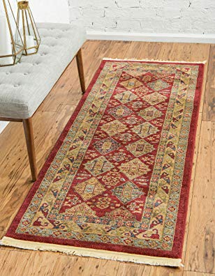 Unique Loom Sahand Collection Traditional Geometric Classic Red Runner Rug (3' x 10')