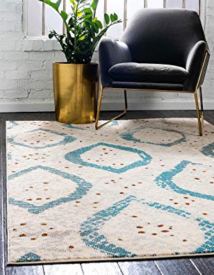 Unique Loom Estrella Collection Modern Abstract Cream Area Rug (5' x 8')